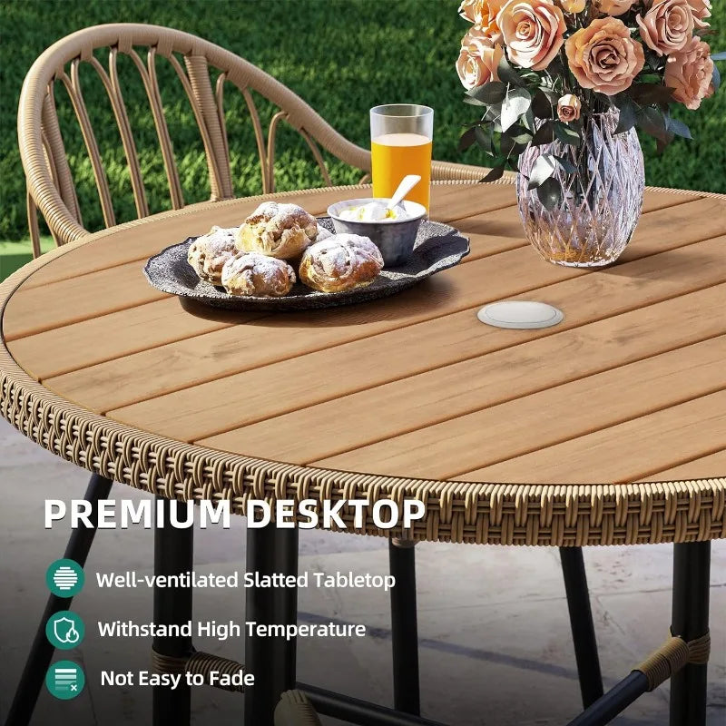 Outdoor Patio Dining Table Chair Set,Wicker