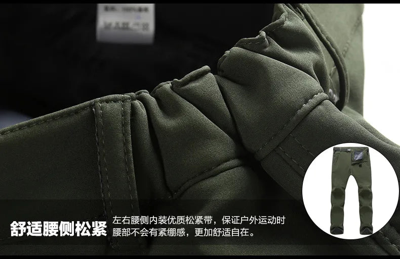 New Warm Winter Men Soft Shell Pants Travel Waterproof Outdoor
