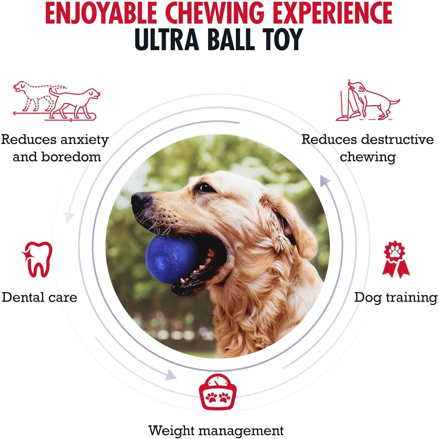 SuperChewy Tough Dog Ball Toy Strong Natural Rubber Great Fetch Toy