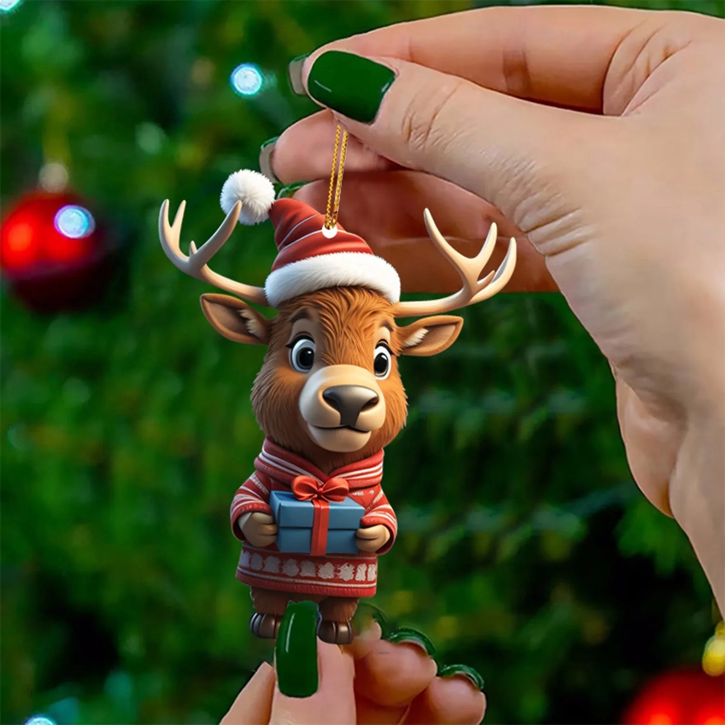 Christmas Cartoon Deer Hanging Ornament Christmas Tree Pendant