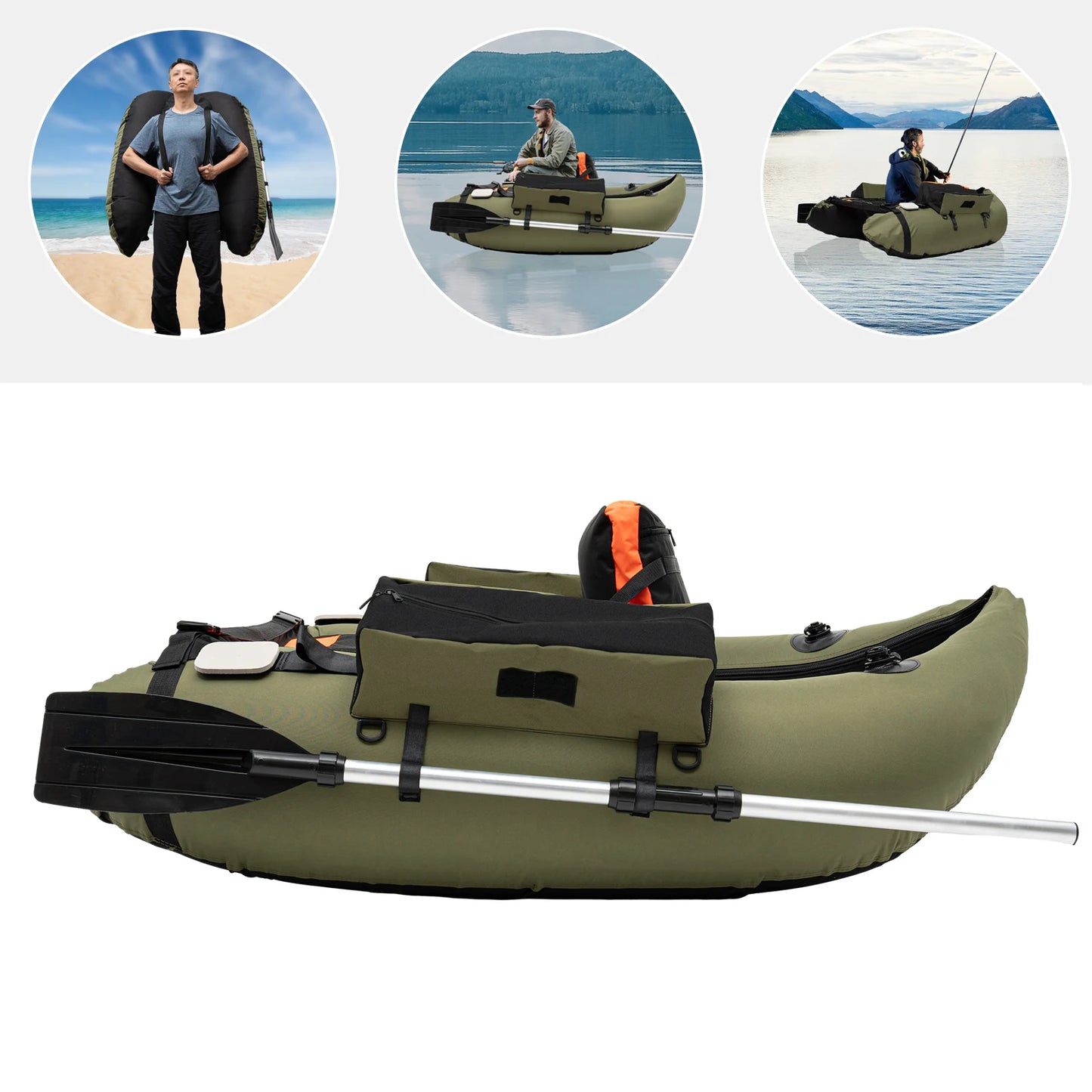 136*105CM Oxford Cloth Kayak Inflatable Fishing Boat Folding Assault