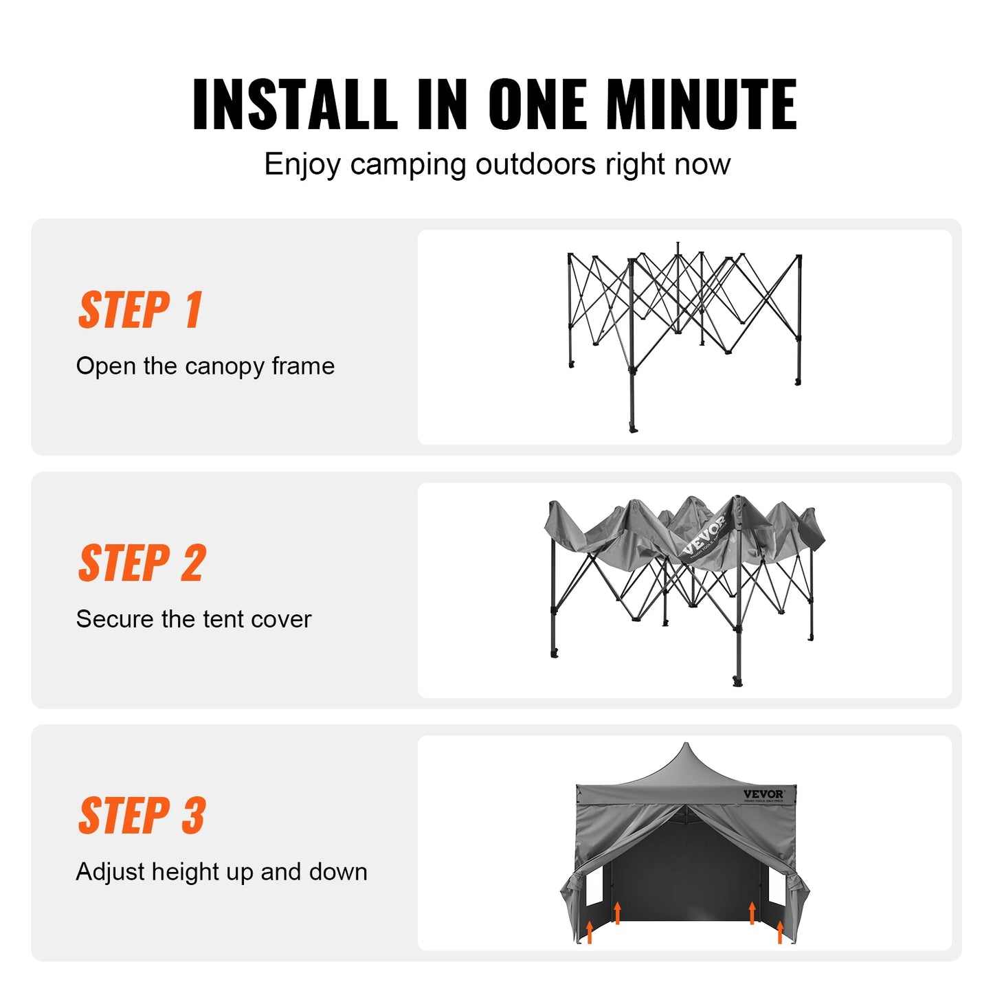 VEVOR 10x10 FT Pop up Canopy with Removable Sidewalls Portable Gazebo