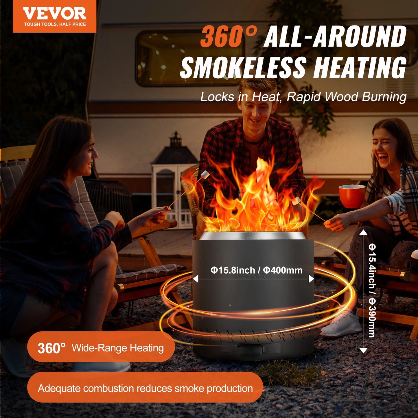VEVOR Smokeless Fire Pit Stove Bonfire Wood Burning Fireplaces with
