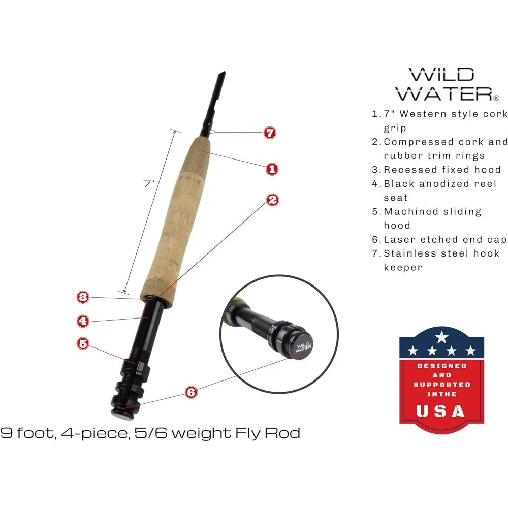 Deluxe Fly Fishing Combo Starter Kit, 5 or 6 Weight 9 Foot Fly Rod,