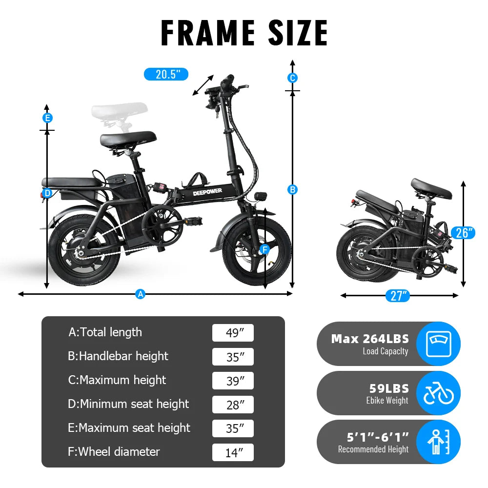 Electric Bike for Adults 600W Peak Motor, 20 mph Folding
