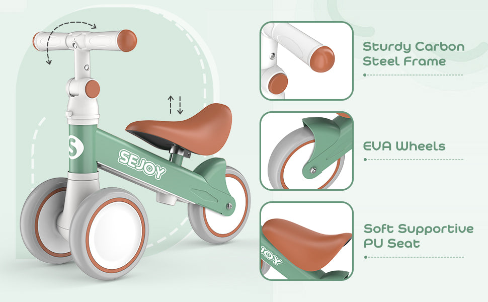 SEJOY Baby Balance Bike 4 Wheels Toddler Walker Bicycle