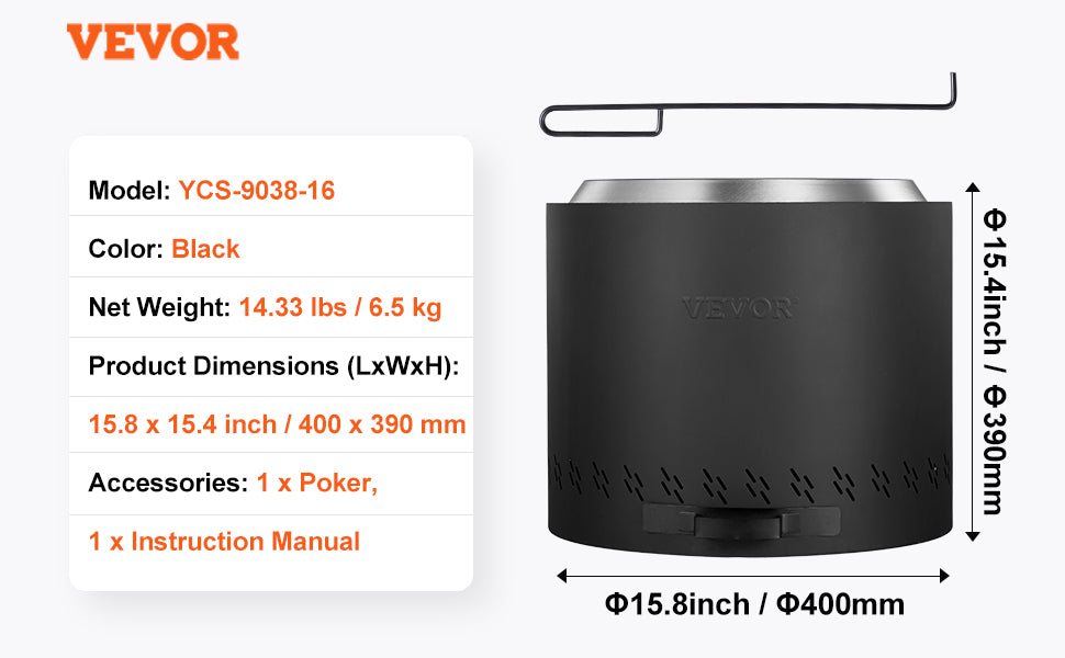 VEVOR Smokeless Fire Pit Stove Bonfire Wood Burning Fireplaces with