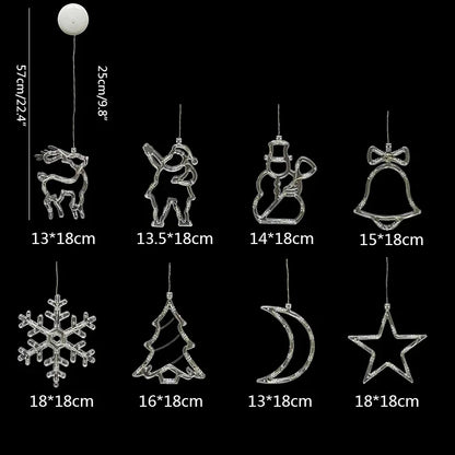 Christmas LED Light Snowflake Santa Deer Hanging Sucker Lamp