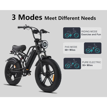 1500W Moped Style Electric Bike | Adult eBikes - 48V 18Ah Removable Battery | 60+ Mile Range