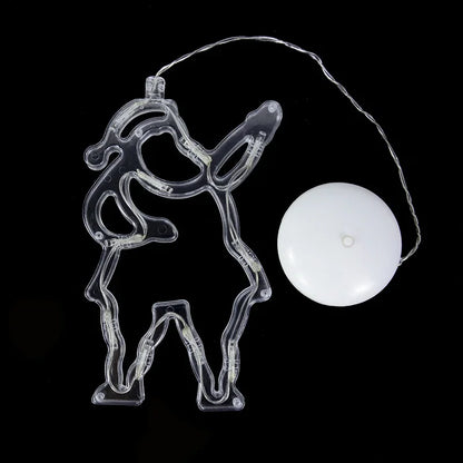 Christmas LED Light Snowflake Santa Deer Hanging Sucker Lamp