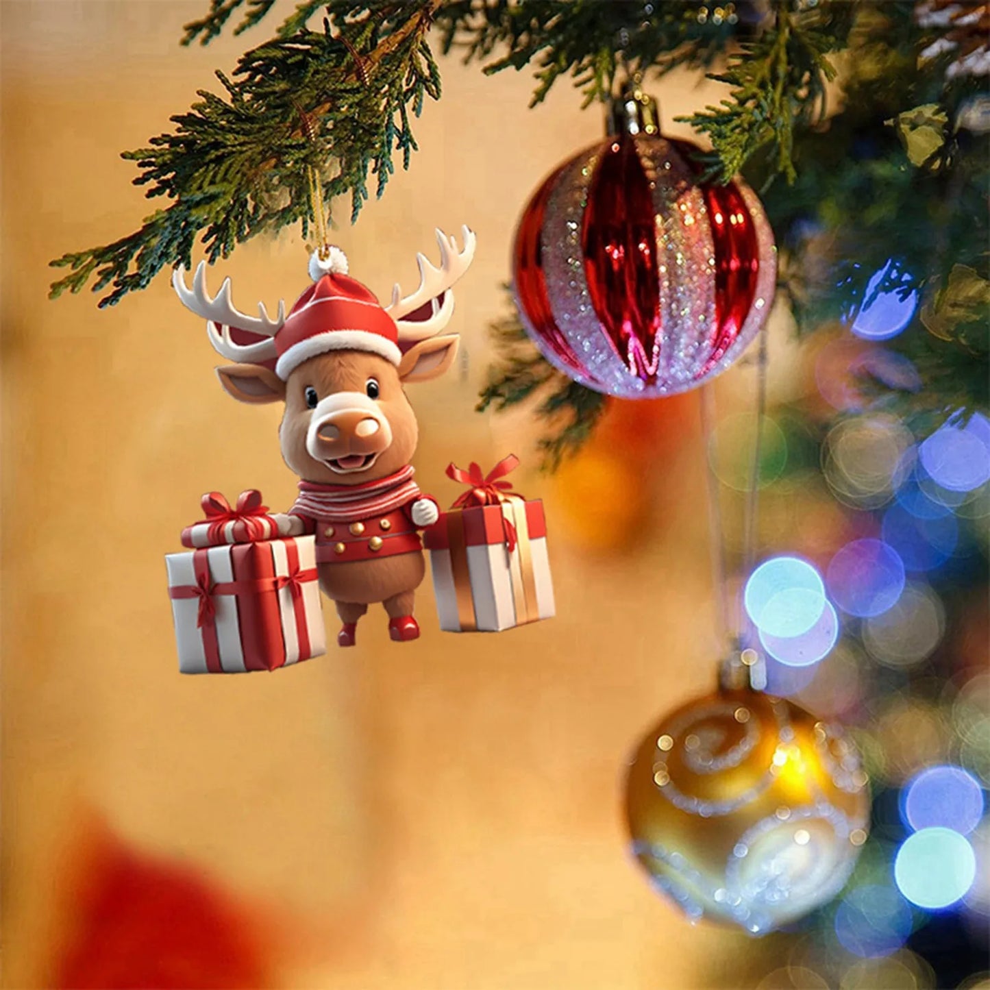 Christmas Cartoon Deer Hanging Ornament Christmas Tree Pendant