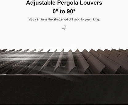 Louvered Pergola 12' × 16' Outdoor Hardtop Gazebo Sun Shade with Adjustable Canopy
