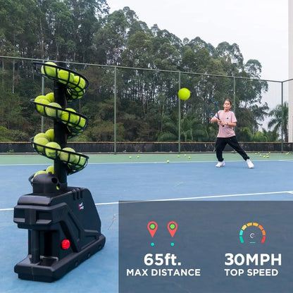 Tennis Ball Machine, Max 30 MPH, Adjustable Launching Angle and Interval