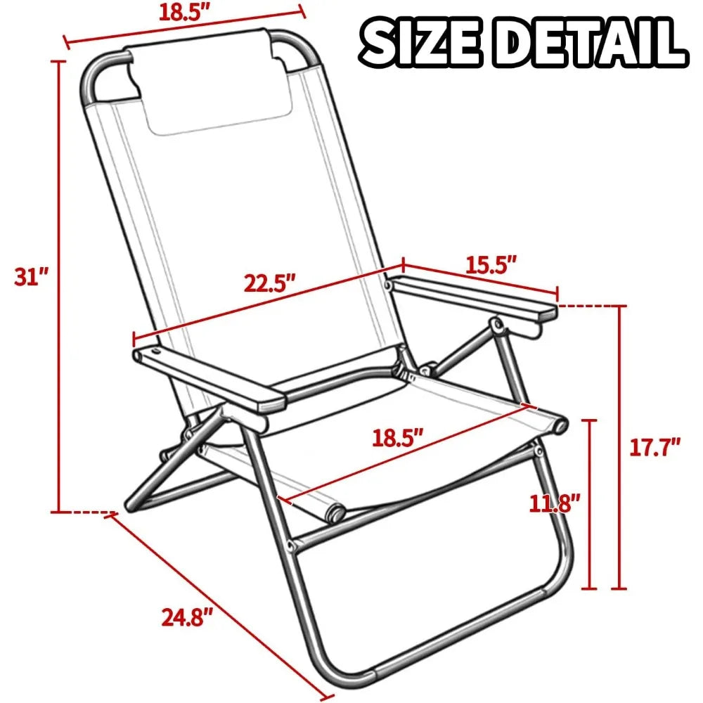 Beach Chair, 4 Adjust Position Compact Backpack ,Portable Folding Chairs, Camping Chairs