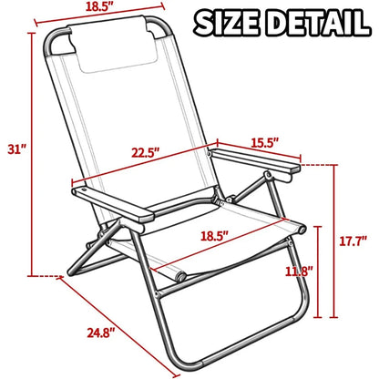 Beach Chair, 4 Adjust Position Compact Backpack ,Portable Folding Chairs, Camping Chairs