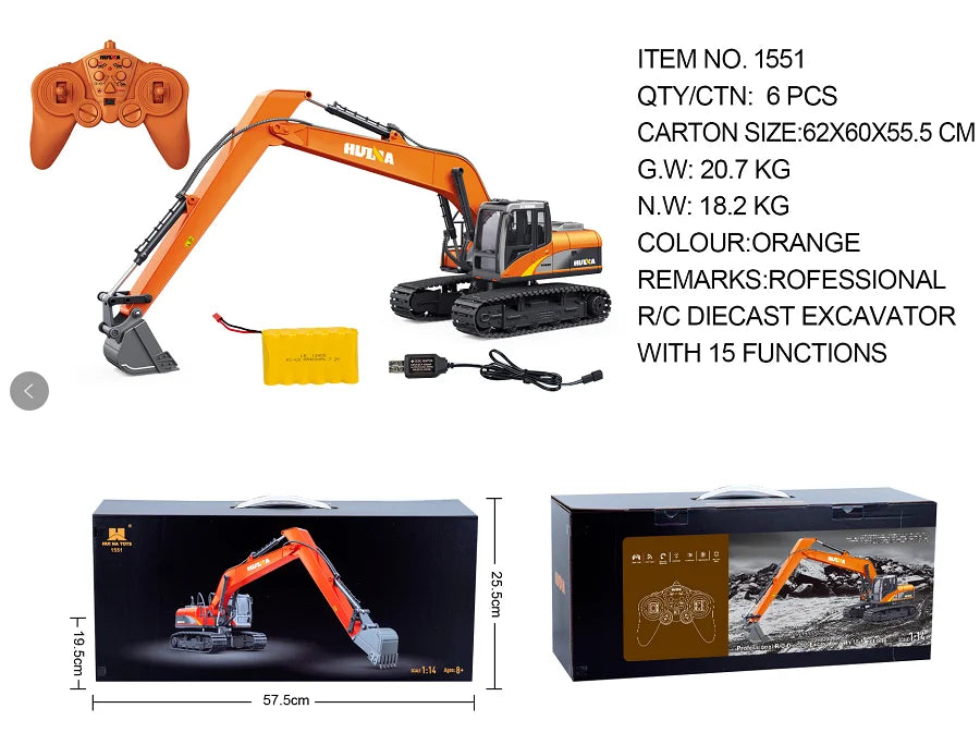 Huina 1551 1:14 Scale 15 Channel Simulated Alloy Remote Control
