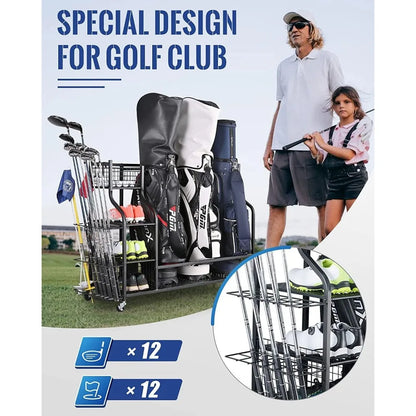 Golf Storage Garage Organizer, Golf Bag Storage Stand and Other Golfing Equipment Rack