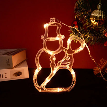 Christmas LED Light Snowflake Santa Deer Hanging Sucker Lamp