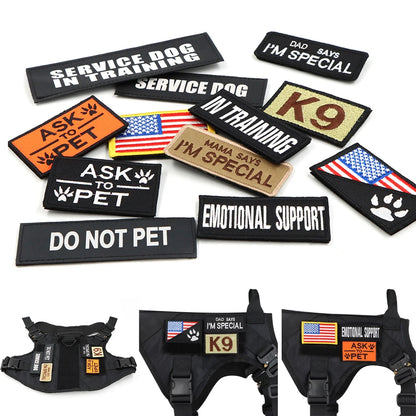 Military Large Dog Harness Collar Leash Bags Patches
