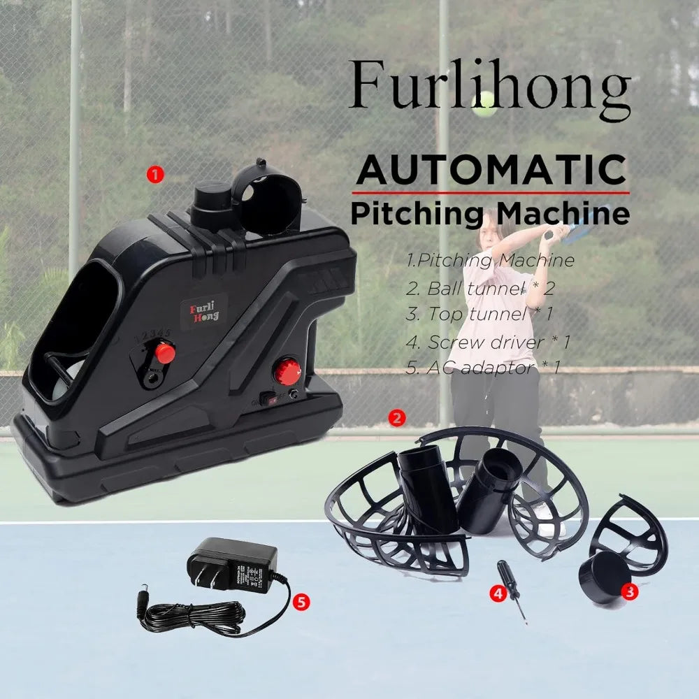 Tennis Ball Machine, Max 30 MPH, Adjustable Launching Angle and Interval