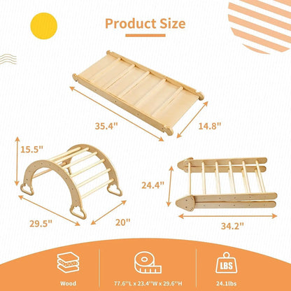 5 in 1 Pikler Triangle Set Wooden Montessori Climbing Set