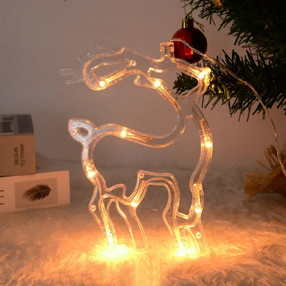 Christmas LED Light Snowflake Santa Deer Hanging Sucker Lamp