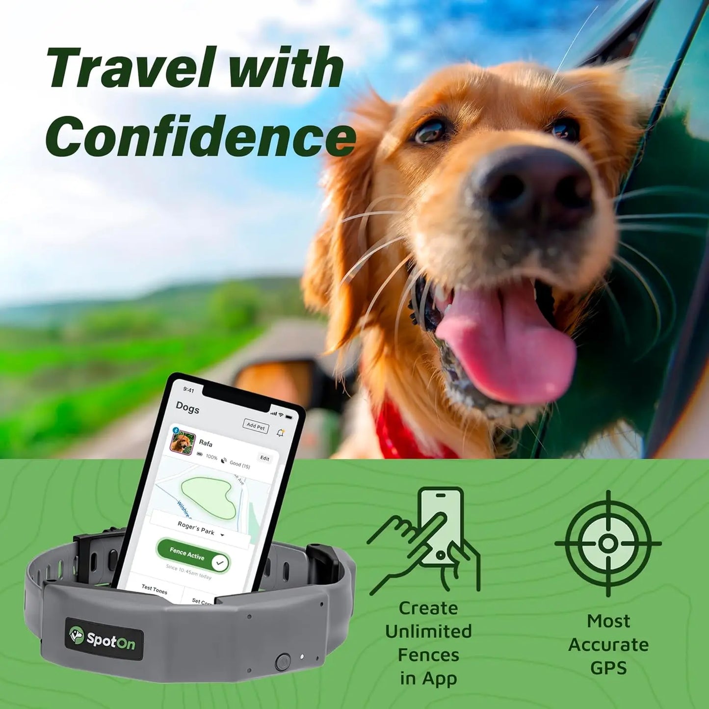 GPS Dog Fence, App Based Wireless Dog Fence Collar, Waterproof, Accurate & Reliable GPS Dog Fence