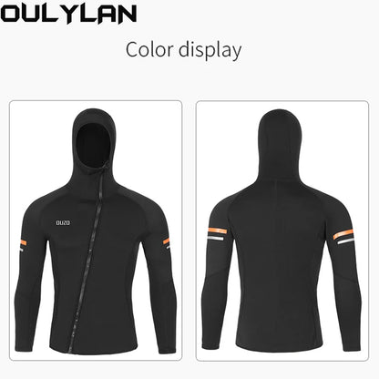 Men's 1.5mm Wetsuit Diving Jacket with Hood Front Zip Surfing Suit