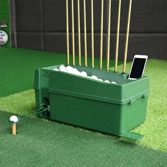 Golf Automatic Serve Machine W/ Cue Holder Green