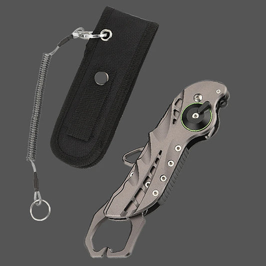 Fishing Line Cutter with Retention Rope Foldable Fish Controller Multifunctional Portable Fish Clamp Fishing Tools Tackle