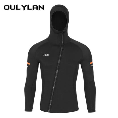 Men's 1.5mm Wetsuit Diving Jacket with Hood Front Zip Surfing Suit