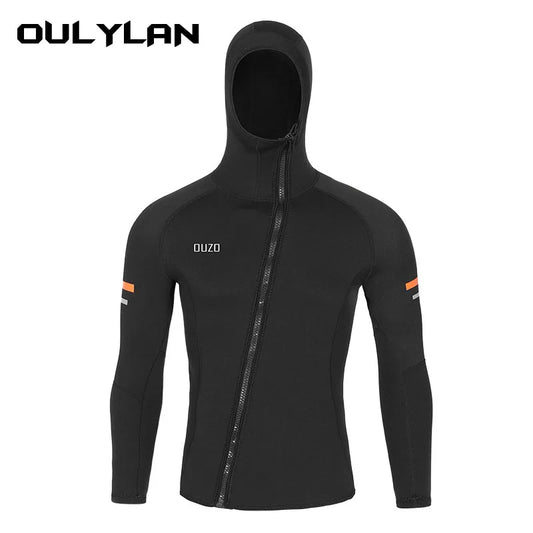 Men's 1.5mm Wetsuit Diving Jacket with Hood Front Zip Surfing Suit