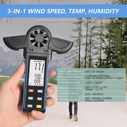 HOLDPEAK Handheld Anemometer with 270º Rotatable Detector & Vane Cover,Digital Wind Speed Gauge Meter,CFM for HVAC Shooting Golf
