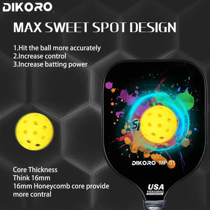 Pickleball Paddle Graphite Textured Surface USAPA Compliant Includes 4 Balls