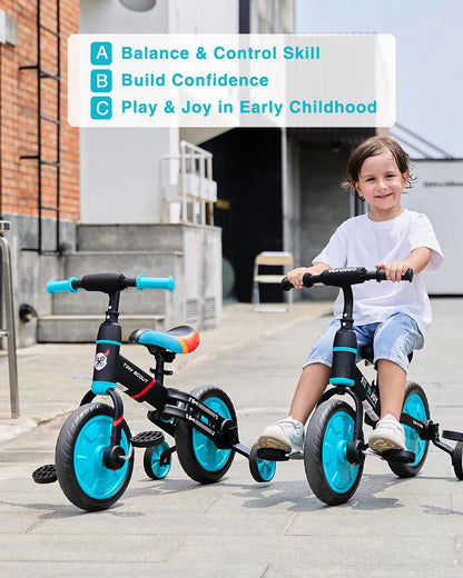 Tiny Scout Balance Bike 3 4 5 Years , 4-in-1 with Optional Support Wheels