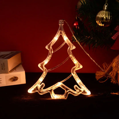 Christmas LED Light Snowflake Santa Deer Hanging Sucker Lamp