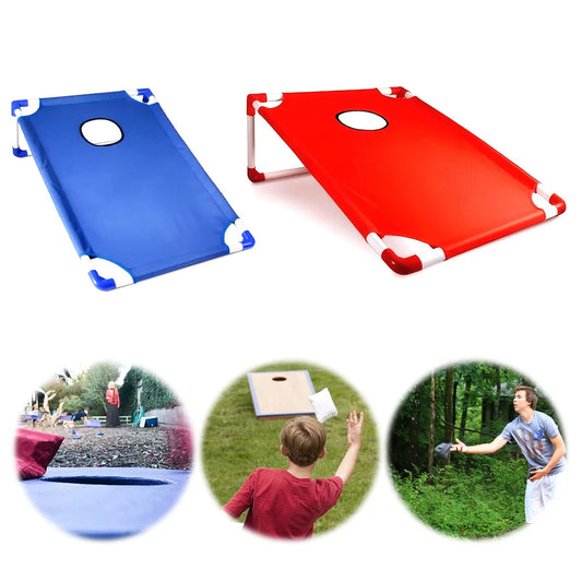 Portable Cornhole Board Set with 3 Red 3 Blue Bags Outdoor Toss Game Set Corn Hole