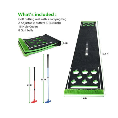 Golf Pong Putting Game Indoor Putting Green 10.1 Ft Golf Putting