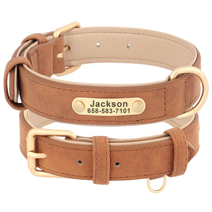 New Soft Padded Personalized PU Leather Dog Collar with Free Engraved ID