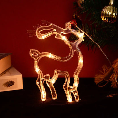 Christmas LED Light Snowflake Santa Deer Hanging Sucker Lamp