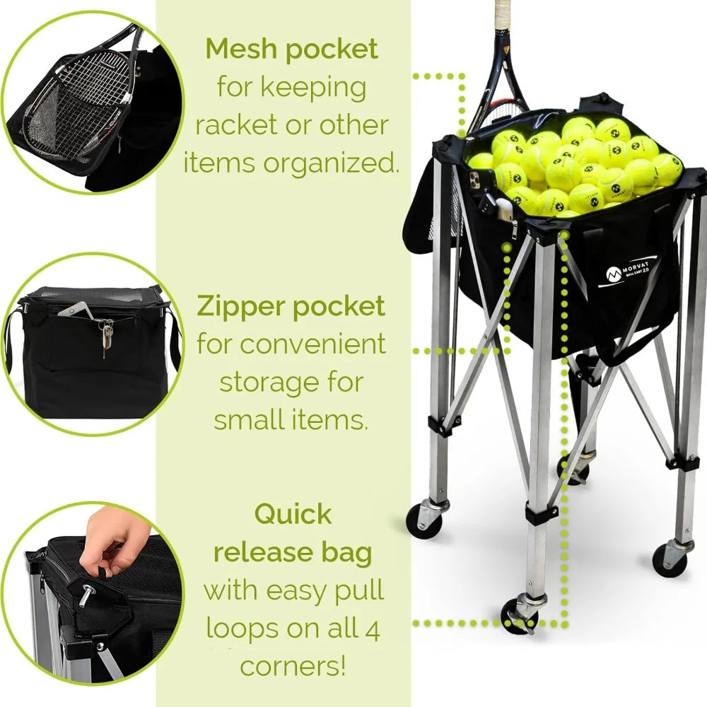 Heavy-Duty Pro Tennis Ball Cart 2.0, Holds 165 Tennis Balls