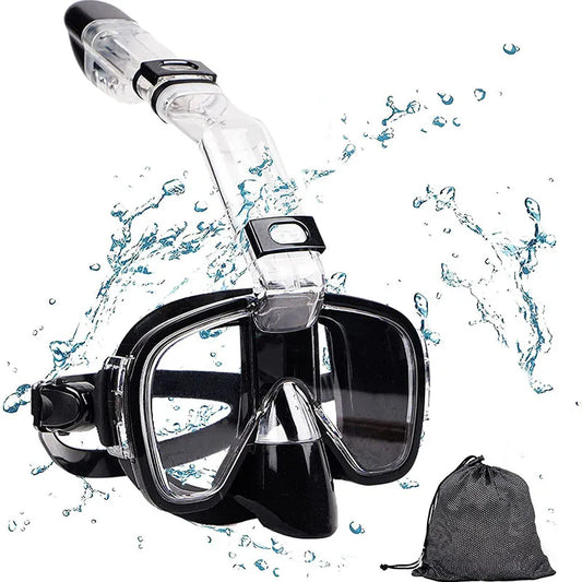 Snorkel Mask Foldable Anti-Fog Diving Mask with Full Dry Top System Swim Snorkeling Gear