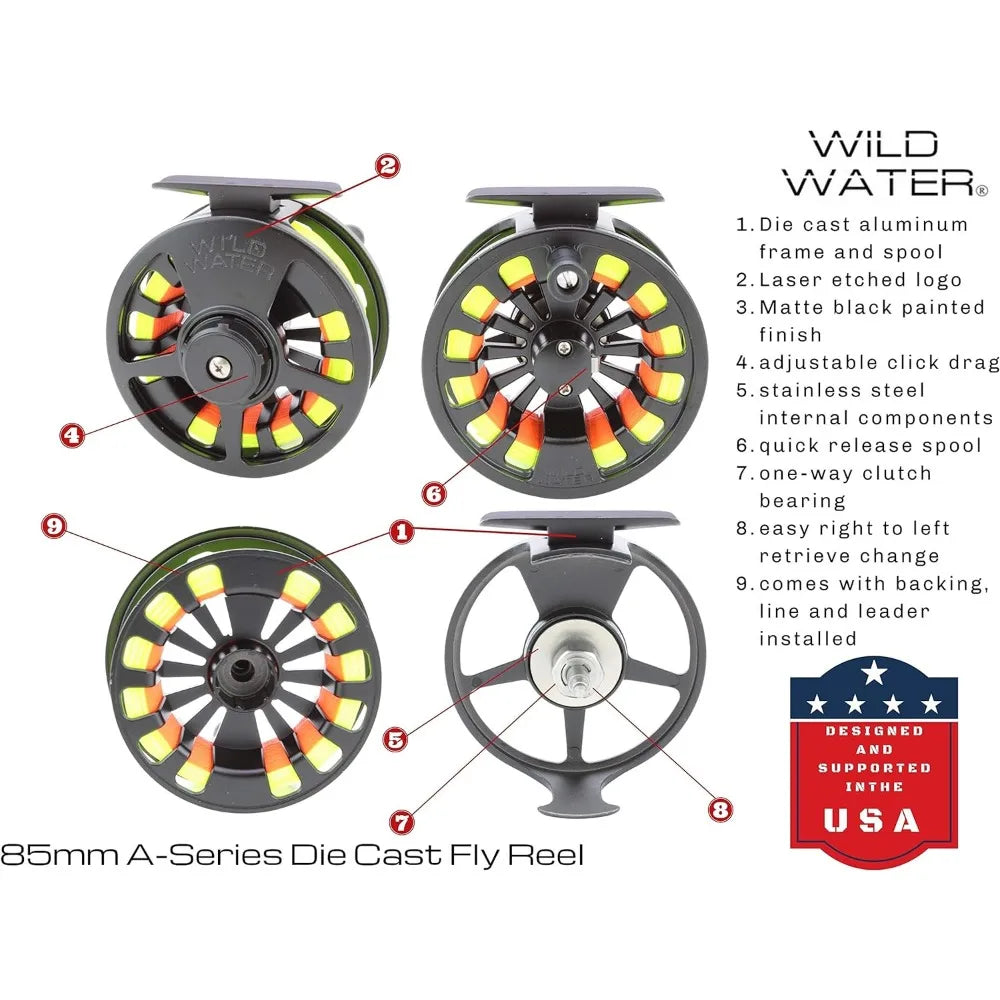 Deluxe Fly Fishing Combo Starter Kit, 5 or 6 Weight 9 Foot Fly Rod,