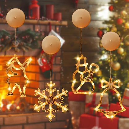 Christmas LED Light Snowflake Santa Deer Hanging Sucker Lamp