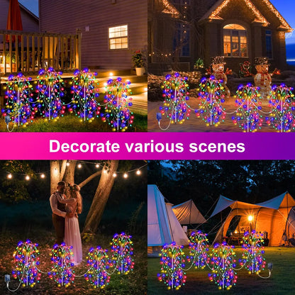 4Pack 680LED Christmas Solar Firecracker Fireworks Lights Outdoor Yard