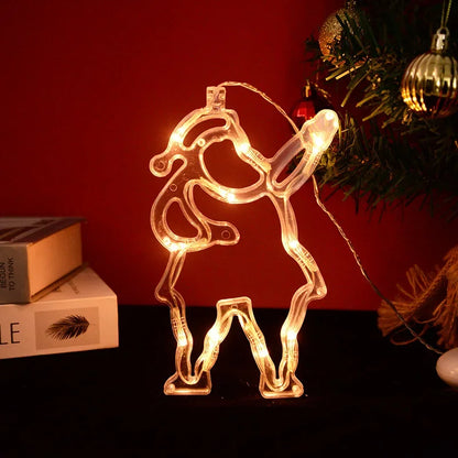 Christmas LED Light Snowflake Santa Deer Hanging Sucker Lamp