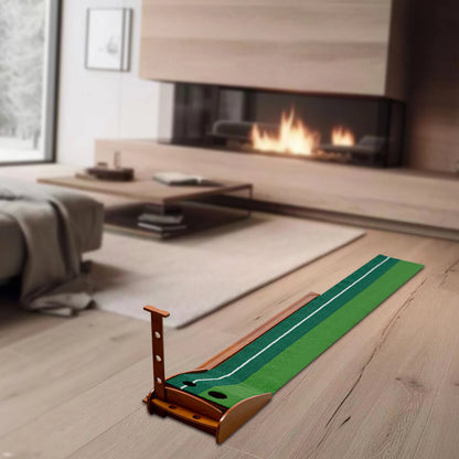Indoor Golf Putting Mat with Auto-Ball Return, Golf Putting Mat with Leaning Rod Holder