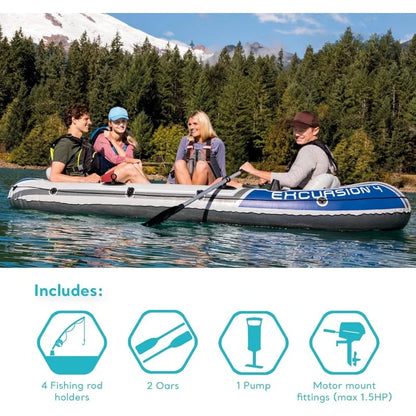 Excursion Inflatable Boat Series:Deluxe 54in Boat Oars and High-Output Pump