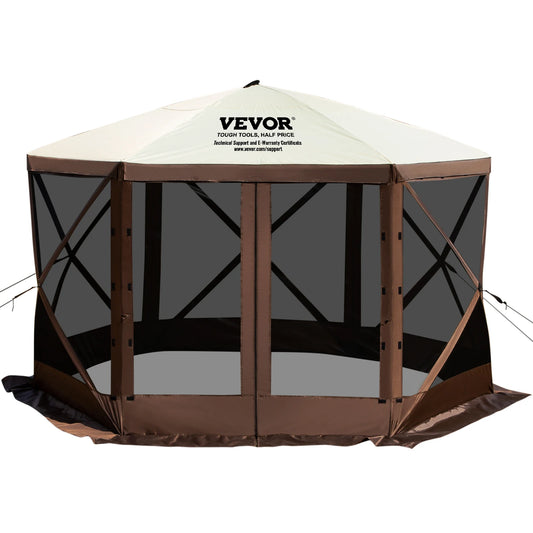 Pop-up Camping Gazebo Camping Canopy Shelter 6 Sided 12' x 12' / 10' x 10' Sun Shade