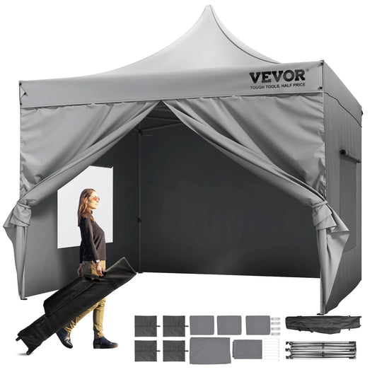 VEVOR 10x10 FT Pop up Canopy with Removable Sidewalls Portable Gazebo